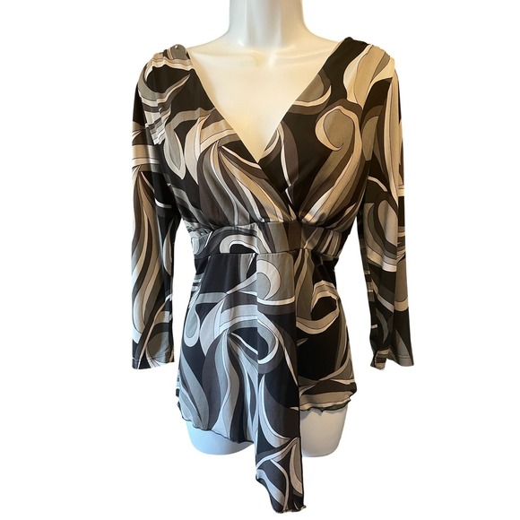 j.t.b. Tops - Womens Y2K Babydoll Boho Chic Asymmetrical Top Large Psychedelic Hippie Retro
